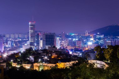 South Korea 20 October 2013: Seoul city night skyline with modern buildings view