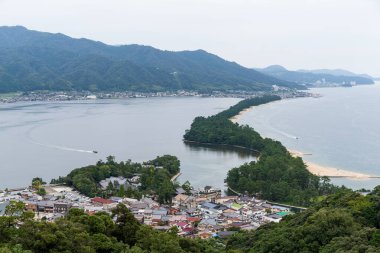 Japan 30 September 2016: Scenic view of Amanohashidate sandbar in Japan landscape