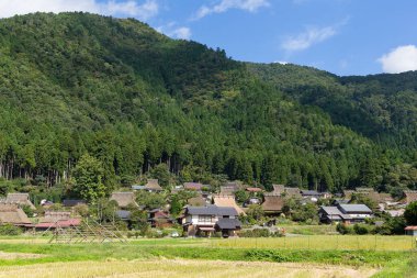 Scenic view of Miyama countryside with thatched roofs in Japan