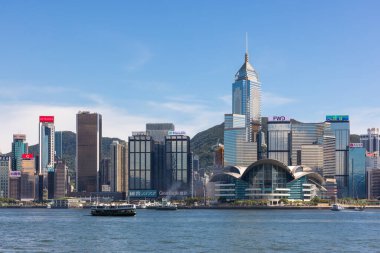 Hong Kong 22 August 2025: Victoria harbour view of Hong Kong city