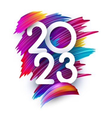 Fırça darbelerinin gradyanı 2023. Yeni yıl tasarım ögesi.