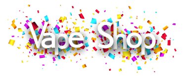 Renkli kesim kurdele konfeti arka planında vestiyer var. Vektör illüstrasyonu.