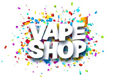 Renkli kesim kurdele konfeti arka planında vestiyer var. Vektör illüstrasyonu.