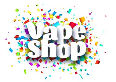 Renkli kesim kurdele konfeti arka planında vestiyer var. Vektör illüstrasyonu.