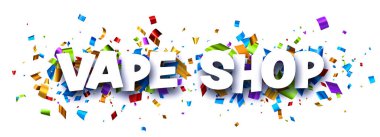 Renkli kesim kurdele konfeti arka planında vestiyer var. Vektör illüstrasyonu.