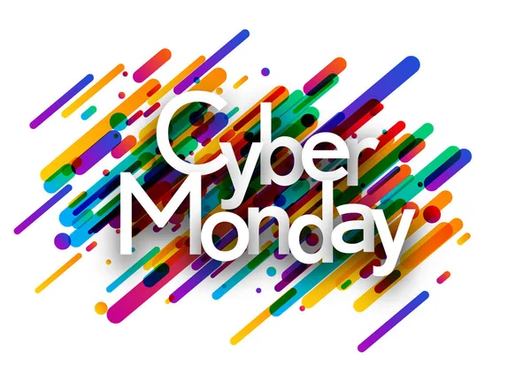 Cyber Monday Sinal Sobre Pinceladas Coloridas Fundo Elemento Design Ilustração —  Vetores de Stock