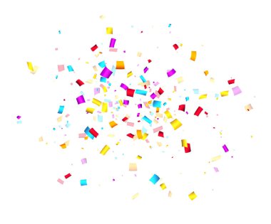 Renkli kesim kurdele konfeti arka planı. Web, kartlar, el ilanları, davetiyeler için tasarım ögesi. Vektör illüstrasyonu