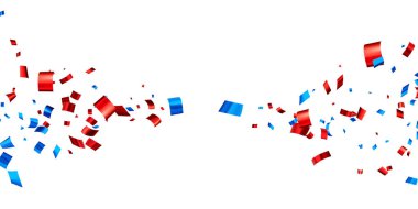 Mavi ve kırmızı folyo şeritli arka plan. Web, kartlar, el ilanları, davetiyeler için tasarım ögesi. Vektör illüstrasyonu