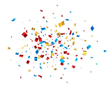 Renkli kesim folyo şerit konfeti arka planı. Tasarım elemanı. Vektör illüstrasyonu