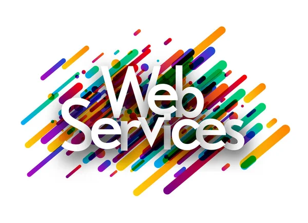 Web Services Sinal Sobre Pinceladas Coloridas Backgaround Elemento Design Ilustração —  Vetores de Stock