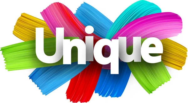 Signe Unique Mot Papier Avec Les Coups Colorés Pinceau Spectre — Image vectorielle