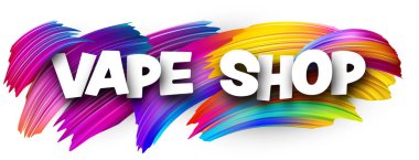 Renkli spektrumlu boya fırçası darbeleriyle beyaz üzerine tükürük kağıdı tabelası. Vektör illüstrasyonu.