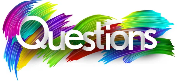 Preguntas Signo Palabra Papel Con Pinceladas Pincel Espectro Colorido Sobre — Vector de stock