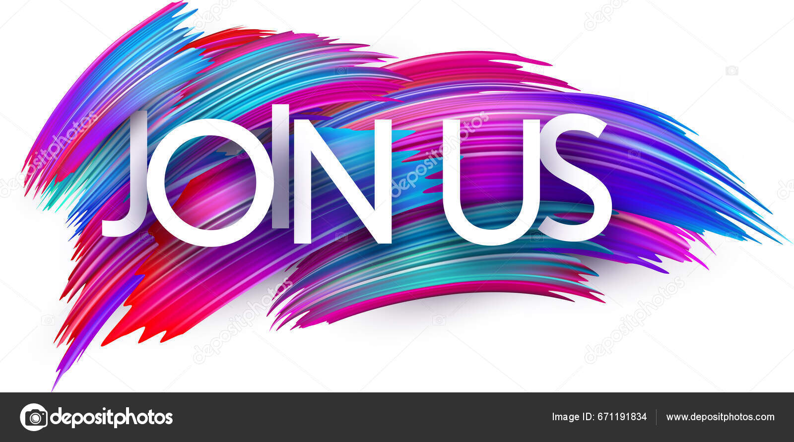 Join Paper Word Sign Colorful Spectrum Paint Brush Strokes White Stock