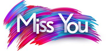 Renkli spektrumlu kağıt kelime işaretini özledim. Beyaz üzerine fırça darbeleri. Vektör illüstrasyonu.