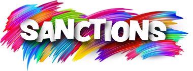 Renkli spektrumlu kağıt kelime işareti beyaz üzerine fırça darbeleri. Vektör illüstrasyonu.