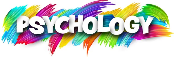 Signo Palabra Papel Psicología Con Pinceladas Pincel Espectro Colorido Sobre — Vector de stock