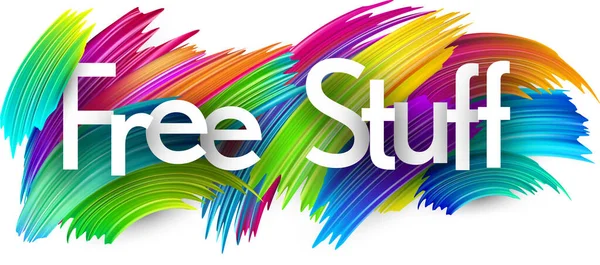 Free Stuff Χάρτινο Λεκτικό Σήμα Πολύχρωμες Πινελιές Χρώματος Φάσματος Πάνω — Διανυσματικό Αρχείο