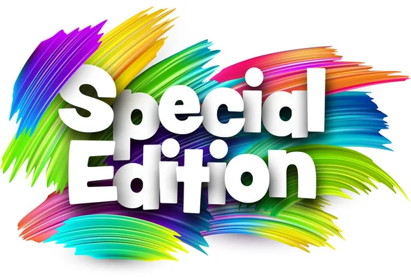 Edizione Speciale Segno Parola Carta Con Pennellate Vernice Spettro Colorato — Vettoriale Stock