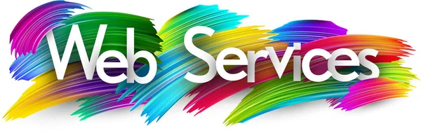Web Services Paper Word Sign Colorful Spectrum Paint Brush Strokes — Image vectorielle