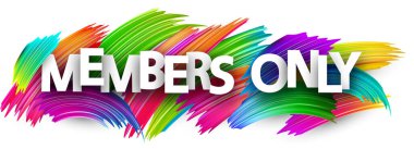 Üyeler sadece renkli spektrumlu kağıt kelime işaretleri ile beyaz üzerine boya fırçası vuruşları yapıyorlar. Vektör illüstrasyonu.