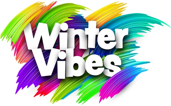 Inverno Vibrações Sinal Palavra Papel Com Pinceladas Espectro Colorido Pincel —  Vetores de Stock