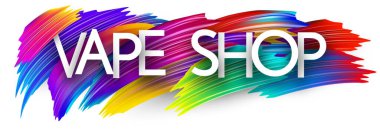 Renkli spektrumlu boya fırçası darbeleriyle beyaz üzerine tükürük kağıdı tabelası. Vektör illüstrasyonu.