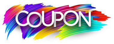 Renkli spektrumlu kağıt kelime işareti beyaz üzerine fırça darbeleri. Vektör illüstrasyonu.