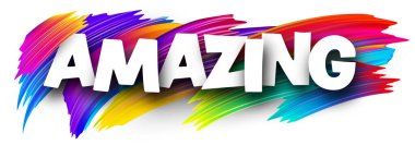 Renkli spektrumlu kağıt kelime işareti beyazın üzerinde fırça darbeleri. Vektör illüstrasyonu.