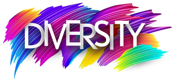 Sinal Palavra Papel Diversidade Com Pinceladas Pincel Colorido Espectro Sobre — Vetor de Stock