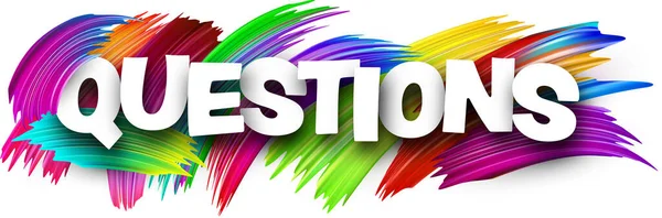 Preguntas Signo Palabra Papel Con Pinceladas Pincel Espectro Colorido Sobre — Vector de stock
