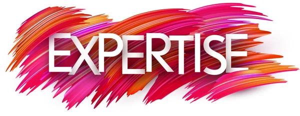 Expertise Paper Word Sign Colorful Spectrum Paint Brush Strokes White — Image vectorielle