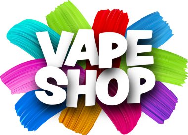 Renkli spektrumlu boya fırçası darbeleriyle beyaz üzerine tükürük kağıdı tabelası. Vektör illüstrasyonu.