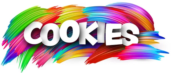 Cookies Papier Znak Słowny Kolorowym Widmem Pociągnięcia Pędzla Pędzla Nad — Wektor stockowy