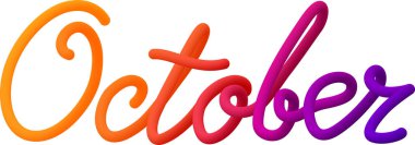 Ekim akışkan metni harmanlanmış renkli çemberlerden oluşan dinamik eğimli çizgiler. Vektör illüstrasyonu.