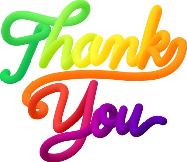 Renkli dairelerden yapılmış dinamik kıvrımlı çizgileri olan sıvı metne teşekkür ederim. Vektör illüstrasyonu.