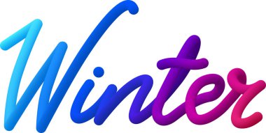 Kış sıvı metni harmanlanmış renkli çemberlerden oluşan dinamik eğimli çizgiler. Vektör illüstrasyonu.