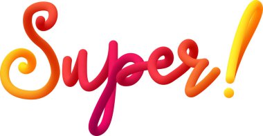 Harmanlanmış renkli dairelerden oluşan dinamik eğimli çizgileri olan süper akışkan metin. Vektör illüstrasyonu.