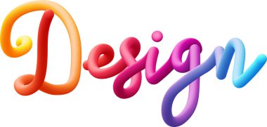 Harmanlanmış renkli çemberlerden oluşan dinamik eğimli çizgileri olan sıvı metin dizayn et. Vektör illüstrasyonu.