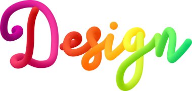 Harmanlanmış renkli çemberlerden oluşan dinamik eğimli çizgileri olan sıvı metin dizayn et. Vektör illüstrasyonu.