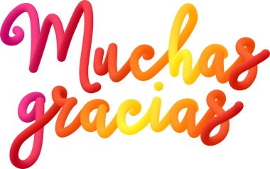 İspanyol sıvı metni ve harmanlanmış renkli çemberlerden oluşan dinamik eğri çizgiler için çok teşekkür ederim. Vektör illüstrasyonu.