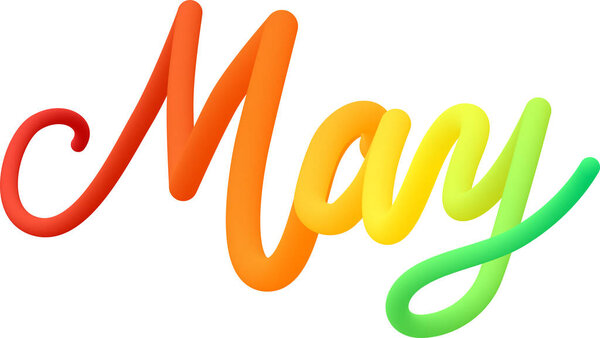 May fluid text with dynamic curved lines made of blended colorful circles. Vector illustration.