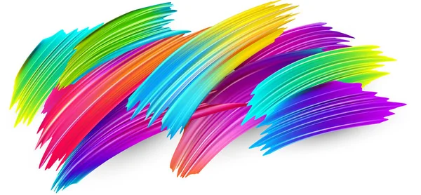 Spectrum Acquerello Acrilico Pennellate Guazzo Disegnato Sfondo Carta Bianca Rainbow — Vettoriale Stock