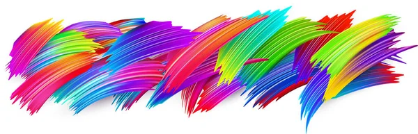 Spectrum Acquerello Acrilico Pennellate Guazzo Disegnato Sfondo Carta Bianca Rainbow — Vettoriale Stock