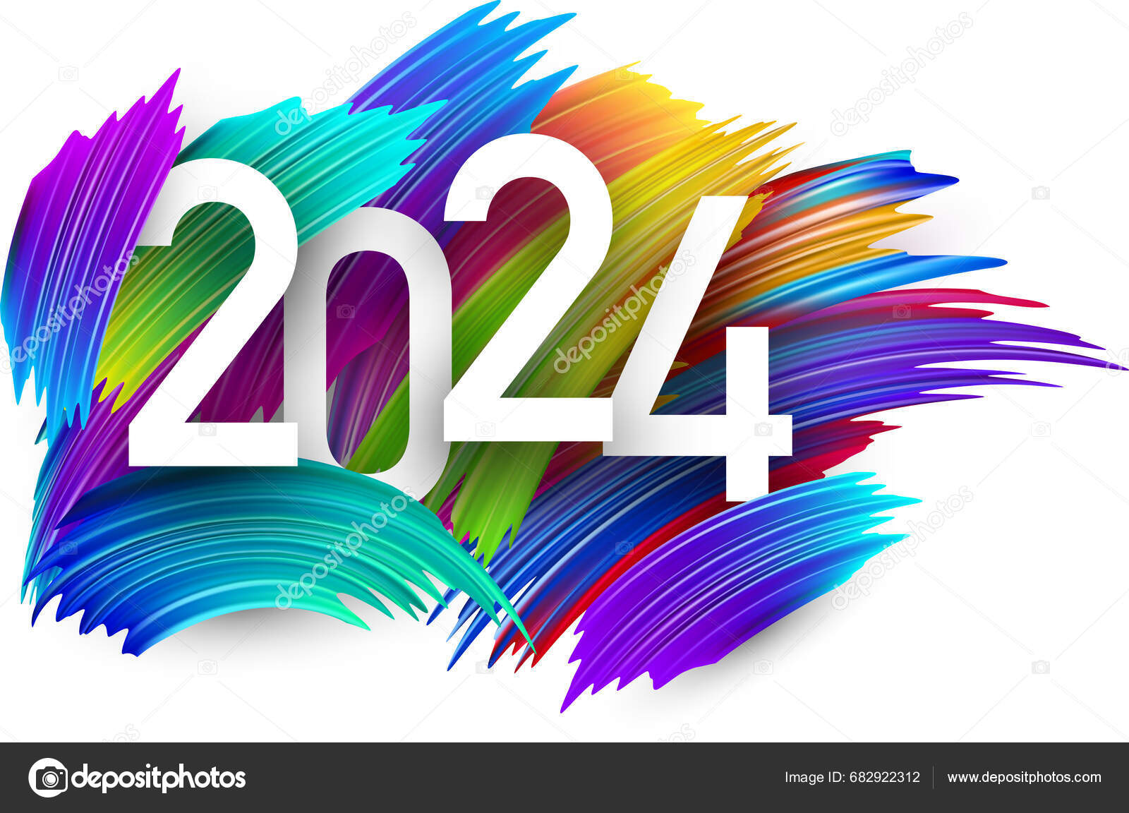 Números Papel Año Nuevo 2024 Para Encabezado Calendario Sobre Fondo