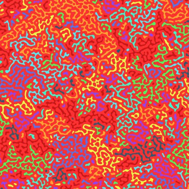 Soyut tropikal mercan resifi. Tepki difüzyon psikedelik desen arka planı. Organik sanat, biyolojik duvar kâğıdı. Turing üretken algoritma tasarımı. Vektör illüstrasyonu