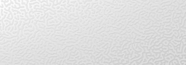 Organik dokunsal kabartmalı doku. Soyut beyaz monokrom reaksiyon difüzyon psikedelik desen arka planı. Turing üretken algoritma tasarımı. Vektör illüstrasyonu
