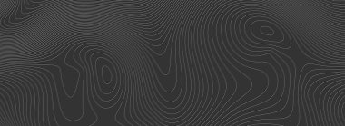 Metalik gri topografik haritanın yüksekliği çizgiler ve hatlarla sınırlıdır. Pankart, el ilanı, davetiye, kapak, kartvizit için rahatlama yanılsaması. Vektör illüstrasyonu.