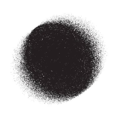 Bulanık damlalar, daire şeklindeki tahıl dokusu ve ses sıkıntılı etki. Yuvarlak grunge şekli. Noktalı duvar kağıdı. Vektör illüstrasyonu.