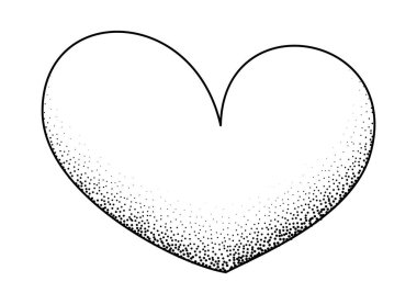 Şeffaf kabarcık çizgisi, gölgesi lekeli sanat kalbi şekli. Vektör illüstrasyonu.